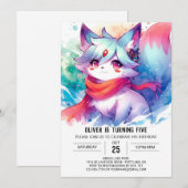 Painted Digital Fox Geburtstag Einladung (Vorne/Hinten)