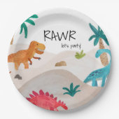 Painted Dinos Birthday Party Pappteller (Vorderseite)