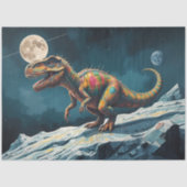 Painted Dinosaur Under Moonlight Pop Surreal Seidenpapier (Vorderseite)