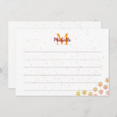 Painted Dog Paw Prints Watercolor Lined Monogram  Mitteilungskarte (Vorne/Hinten)