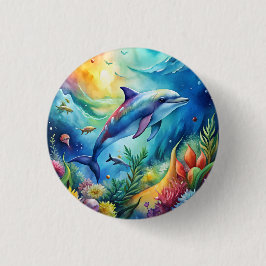 Painted Dolphin Button