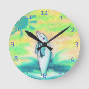 Painted Dolphin Clocks Runde Wanduhr