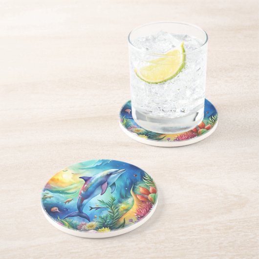 Painted Dolphin Getränkeuntersetzer (Seite)