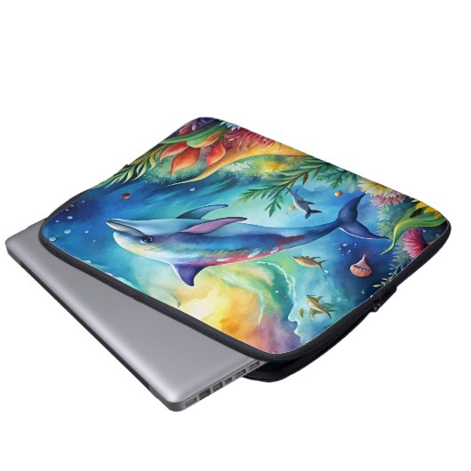 Painted Dolphin Laptopschutzhülle (Vorne Knopf)