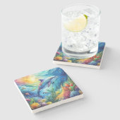 Painted Dolphin Steinuntersetzer (Seitenansicht)