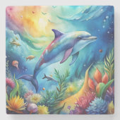 Painted Dolphin Steinuntersetzer (Vorderseite)