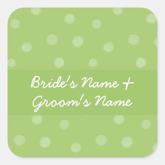 Painted Dots Green Wedding Square Sticker (Vorderseite)