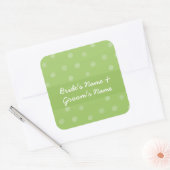 Painted Dots Green Wedding Square Sticker (Umschlag)
