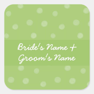 Painted Dots Green Wedding Square Sticker