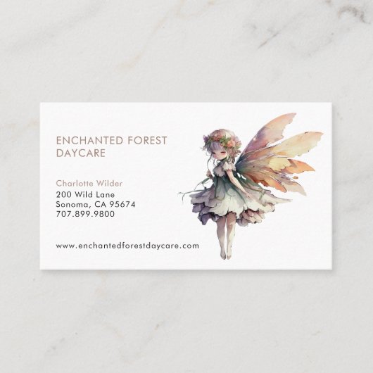 Painted Fairy Child Daycare Business Card Visitenkarte (Vorderseite)