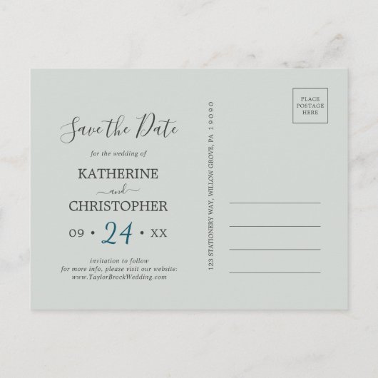 Painted Floral Ankündigung Datum freihalten Postka (Rückseite)