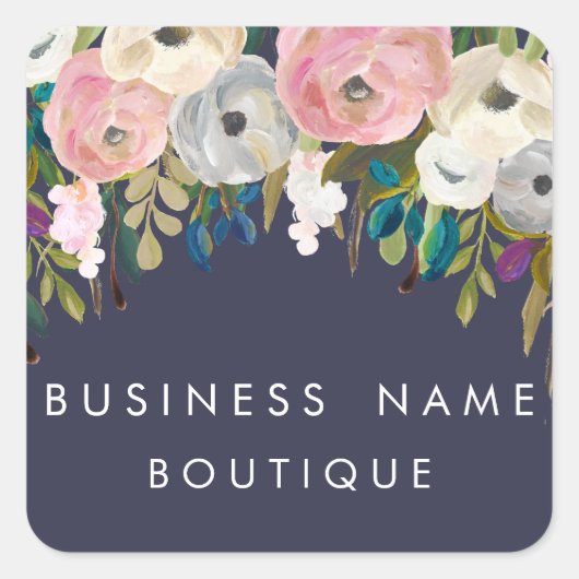 Painted Floral Customizable Business Stickers (Vorderseite)