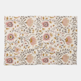 Painted Floral Folk Art Geschirrtuch