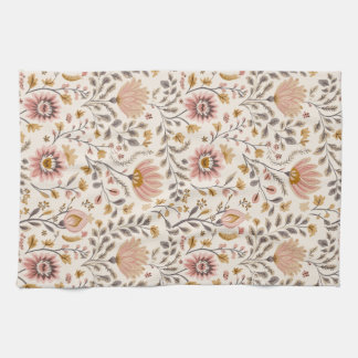 Painted Floral Folk Art Geschirrtuch