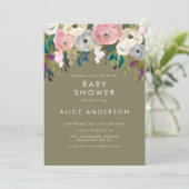 Painted Floral Garden Baby Dusche laden Einladung (Stehend Vorderseite)