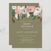 Painted Floral Garden Baby Dusche laden Einladung (Vorne/Hinten)