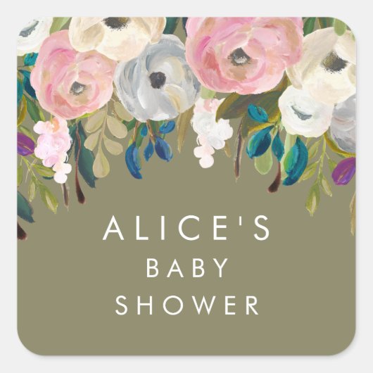 Painted Floral Garden Baby Shower Stickers (Vorderseite)