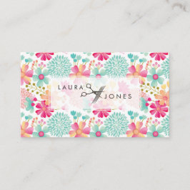 Painted Floral Hair Stylist Salon Stellenkarte Terminkarte