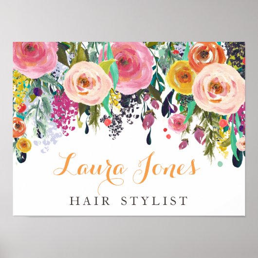 Painted Floral Ladys Business Sign Poster (Vorne)