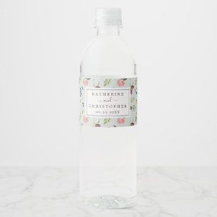 Painted Floral Muster Hochzeit Wasserflaschenetikett
