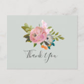 Painted floral Vielen Dank Postcard Postkarte (Vorderseite)