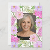 Painted Flower Custom Photo Template 91st Birthday Einladung (Rückseite)