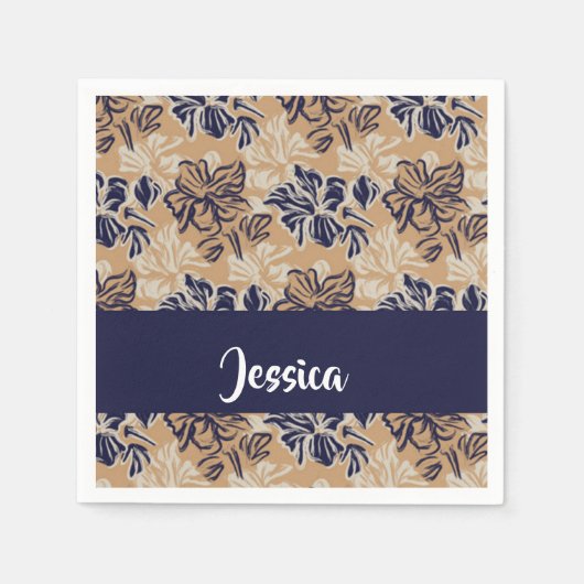 Painted flowers on brown serviette (Vorderseite)