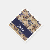 Painted flowers on brown serviette (Ecke)