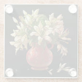 Painted flowers, vase of blooms on black glasuntersetzer (Rückseite)