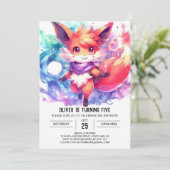 Painted Fox Birthday Einladung (Stehend Vorderseite)