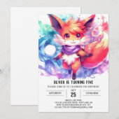 Painted Fox Birthday Einladung (Vorne/Hinten)