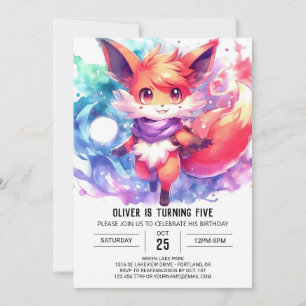 Painted Fox Birthday Einladung