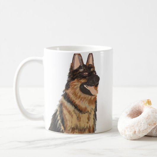 Painted German Shepard Portrait Poster Kaffeetasse (Mit Donut)