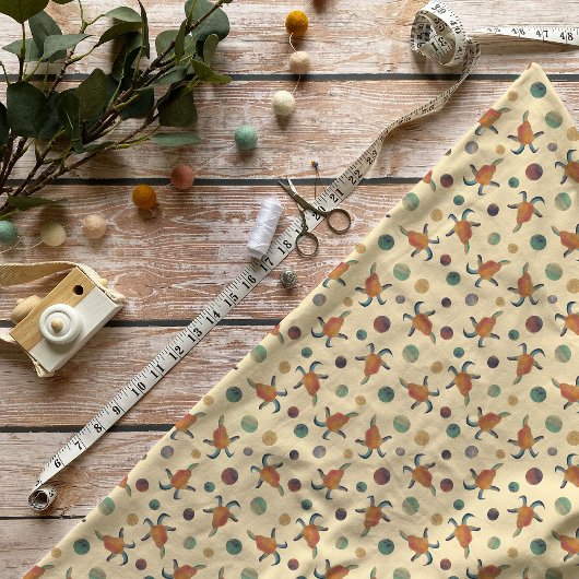 Painted Goats and Polka Dots on Cream Patterned Stoff