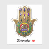 Painted Gold Hamsa Amethyst Ruby Third Eye Aufkleber (Blatt)