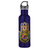 Painted Gold Hamsa Amethyst Ruby Third Eye Edelstahlflasche (Vorderseite)
