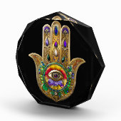 Painted Gold Hamsa Amethyst Ruby Third Eye Fotoblock (Rechts)