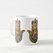 Painted Gold Hamsa Amethyst Ruby Third Eye Kaffeetasse (Vorderseite Links)