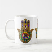 Painted Gold Hamsa Amethyst Ruby Third Eye Kaffeetasse (Links)