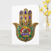 Painted Gold Hamsa Amethyst Ruby Third Eye Karte (Gelbe Blume)