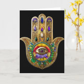 Painted Gold Hamsa Amethyst Ruby Third Eye Karte (Gelbe Blume)