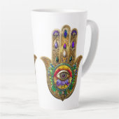 Painted Gold Hamsa Amethyst Ruby Third Eye Milchtasse (Rechte Ecke)