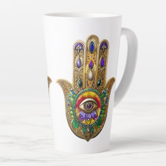Painted Gold Hamsa Amethyst Ruby Third Eye Milchtasse (Rechte Ecke)