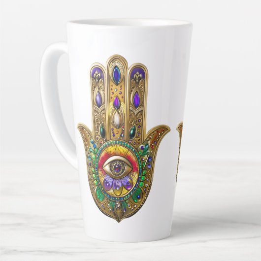 Painted Gold Hamsa Amethyst Ruby Third Eye Milchtasse (Linke Ecke)
