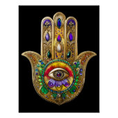 Painted Gold Hamsa Amethyst Ruby Third Eye Poster (Vorderseite)