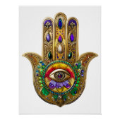 Painted Gold Hamsa Amethyst Ruby Third Eye Poster (Vorderseite)