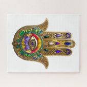 Painted Gold Hamsa Amethyst Ruby Third Eye Puzzle (Horizontal)