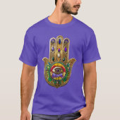 Painted Gold Hamsa Amethyst Ruby Third Eye T-Shirt (Vorderseite)