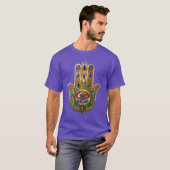 Painted Gold Hamsa Amethyst Ruby Third Eye T-Shirt (Vorne ganz)