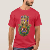 Painted Gold Hamsa Amethyst Ruby Third Eye T-Shirt (Vorderseite)